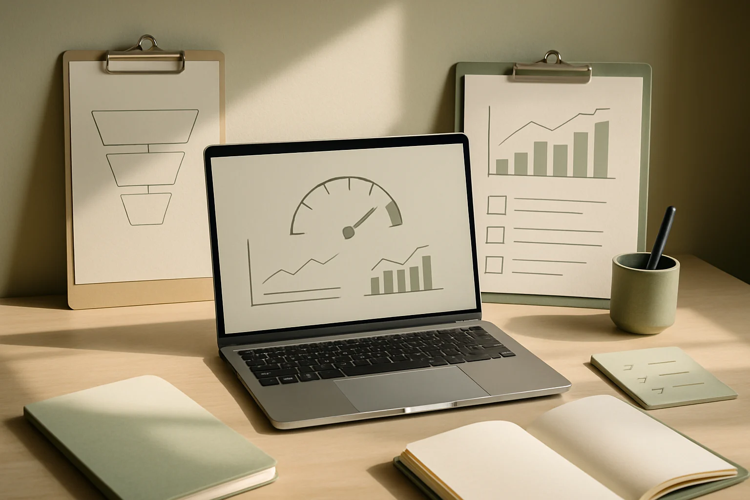 Laboratorium wzrostu e-commerce z analiza konwersji, wydajności sklepu i najważniejszych metryk biznesowych. Editorialny hero dla artykulu "Performance sklepu i Core Web Vitals".