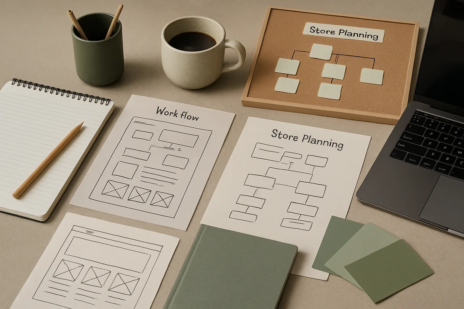 Warsztat WooCommerce z planem treści, relacjami miedzy wpisami i kategoriami oraz materialami do optymalizacji sklepu. Editorialny hero dla artykulu "Shoper vs WooCommerce vs Shopify".