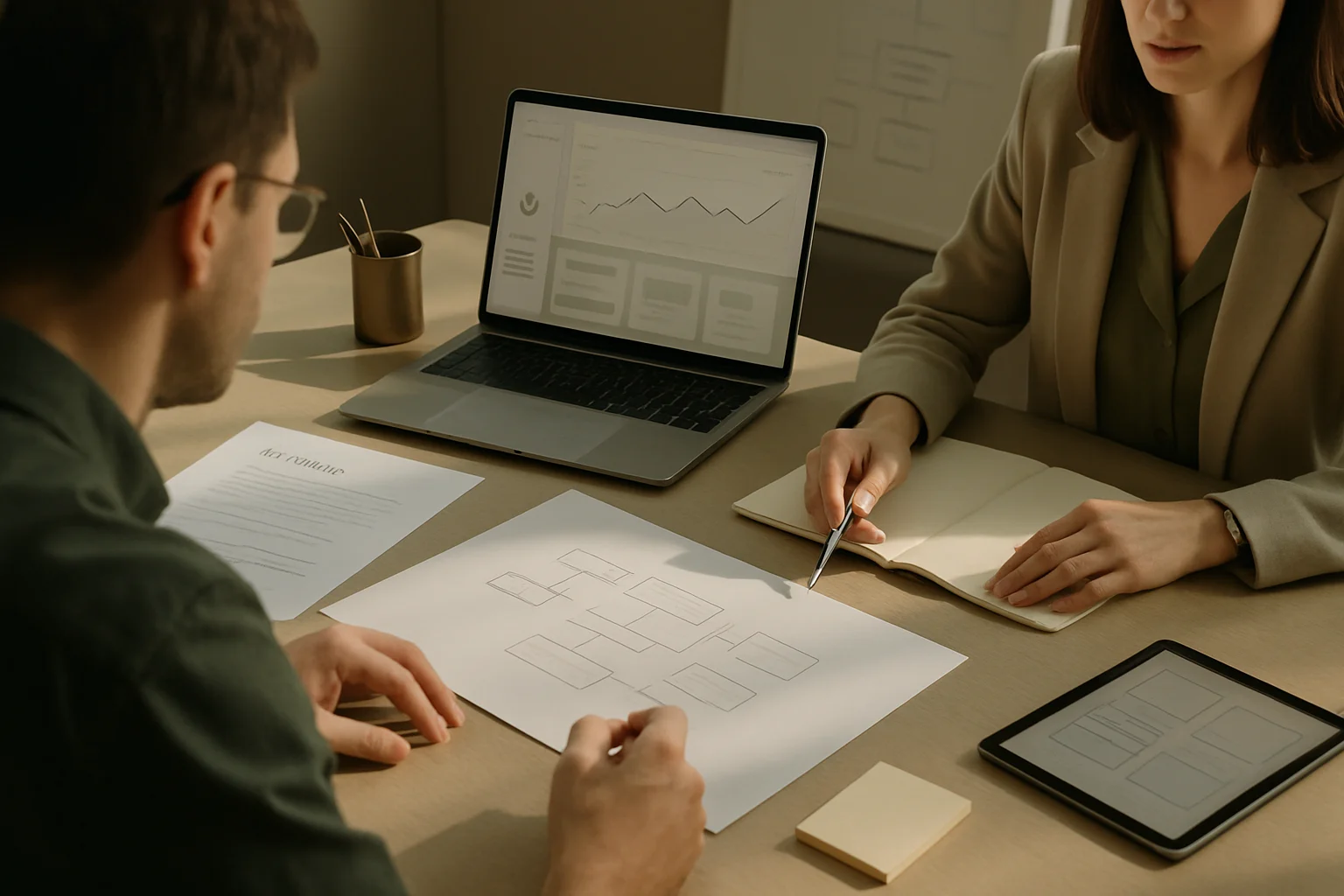 Warsztat SEOmmerce z uporzadkowanymi materialami strategicznymi, analiza danych i planem rozwoju serwisu. Obraz otwierajacy sekcje "Usługi SEOmmerce dla sklepów internetowych i biznesów online.".