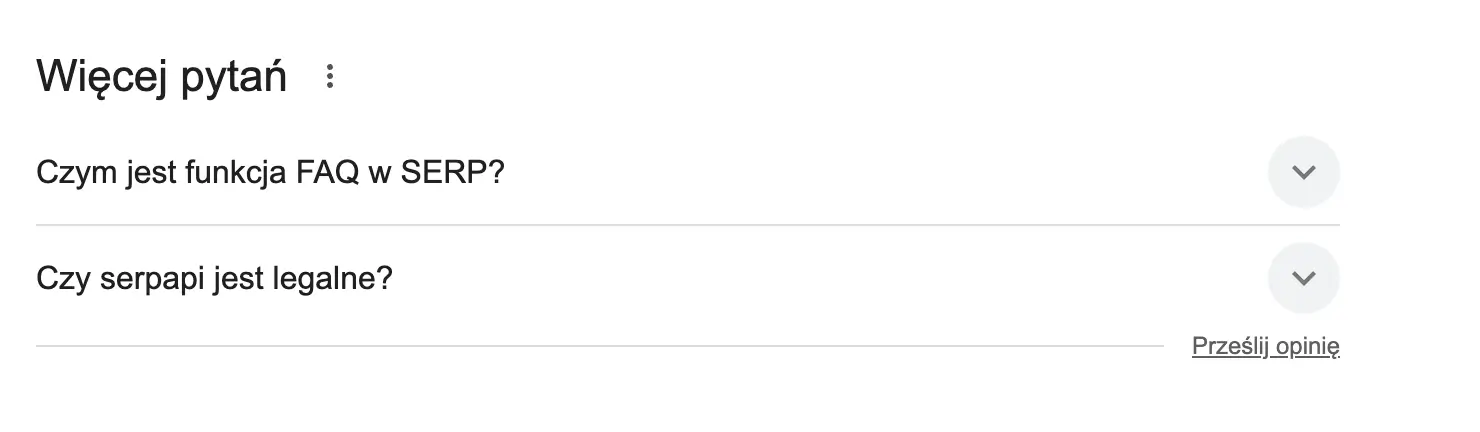 Widok wyniku Google dla nowego sklepu Shoper z sekcja FAQ wspierajaca pierwsza widocznosc.